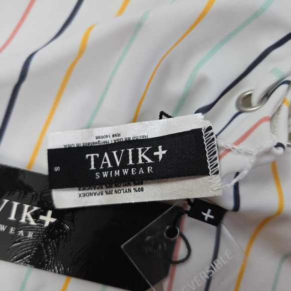 Tavik White Colorful Striped Retro Lace Up Monahan One Piece Swimsuit Size Small - Picture 4 of 8